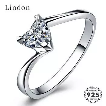 Линдон романтическое кольцо с цирконом в форме сердца 5*5 мм ювелирные изделия для женщин подарки на свадьбу 6