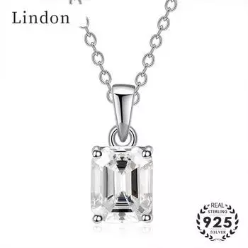 Lindon Роскошное ожерелье из стерлингового серебра 925 пробы с цирконом и прямоугольным кулоном, ювелирные изделия для женщин, свадьба, помолвка, вечеринка