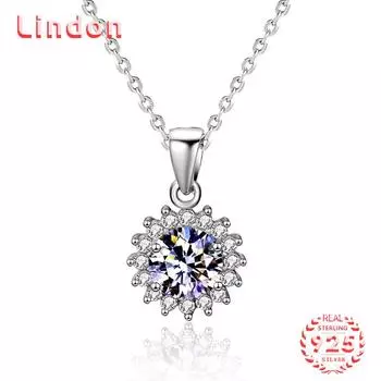 Lindon S925 из стерлингового серебра с муассанитом, роскошное индивидуальное ожерелье с подвеской, женское классическое ожерелье Tide Sugar, полное дикой цепочки на ключицы 1CT серебряный