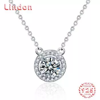 Lindon S925 из стерлингового серебра с муассанитом, роскошное индивидуальное ожерелье с подвеской, женское классическое ожерелье Tide Sugar, полное дикой цепочки на ключицы 1CT серебряный