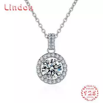 Lindon S925 из стерлингового серебра с муассанитом, роскошное индивидуальное ожерелье с подвеской, женское классическое ожерелье Tide Sugar, полное дикой цепочки на ключицы 1CT серебряный