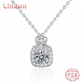 Lindon S925 из стерлингового серебра с муассанитом, роскошное индивидуальное ожерелье с подвеской, женское классическое ожерелье Tide Sugar, полное дикой цепочки на ключицы 1CT серебряный