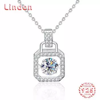 Lindon S925 из стерлингового серебра с муассанитом, роскошное индивидуальное ожерелье с подвеской, женское классическое ожерелье Tide Sugar, полное дикой цепочки на ключицы 0.5CT серебряный