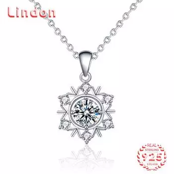 Lindon S925 из стерлингового серебра с муассанитом, роскошное индивидуальное ожерелье с подвеской, женское классическое ожерелье Tide Sugar, полное дикой цепочки на ключицы 1CT серебряный