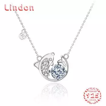 Lindon S925 из стерлингового серебра с муассанитом, роскошное индивидуальное ожерелье с подвеской, женское классическое ожерелье Tide Sugar, полное дикой цепочки на ключицы 1CT серебряный