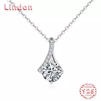 Lindon S925 из стерлингового серебра с муассанитом, роскошное индивидуальное ожерелье с подвеской, женское классическое ожерелье Tide Sugar, полное дикой цепочки на ключицы 1CT серебряный