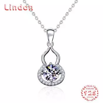 Lindon S925 из стерлингового серебра с муассанитом, роскошное индивидуальное ожерелье с подвеской, женское классическое ожерелье Tide Sugar, полное дикой цепочки на ключицы 1CT серебряный