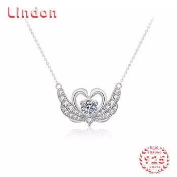 Lindon S925 из стерлингового серебра с муассанитом, роскошное индивидуальное ожерелье с подвеской, женское классическое ожерелье Tide Sugar, полное дикой цепочки на ключицы 0.5CT серебряный