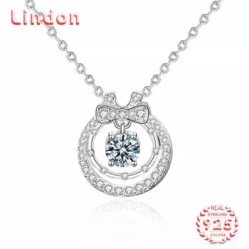 Lindon S925 из стерлингового серебра с муассанитом, роскошное индивидуальное ожерелье с подвеской, женское классическое ожерелье Tide Sugar, полное дикой цепочки на ключицы 0.5CT серебряный