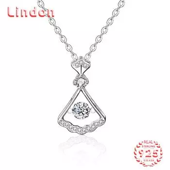 Lindon S925 из стерлингового серебра с муассанитом, роскошное индивидуальное ожерелье с подвеской, женское классическое ожерелье Tide Sugar, полное дикой цепочки на ключицы 0.5CT серебряный