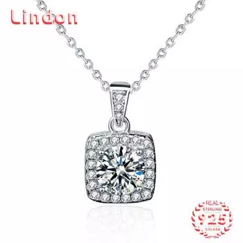 Lindon S925 из стерлингового серебра с муассанитом, роскошное индивидуальное ожерелье с подвеской, женское классическое ожерелье Tide Sugar, полное дикой цепочки на ключицы 1CT серебряный