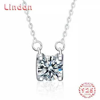 Lindon S925 из стерлингового серебра с муассанитом, роскошное индивидуальное ожерелье с подвеской, женское классическое ожерелье Tide Sugar, полное дикой цепочки на ключицы 1CT серебряный