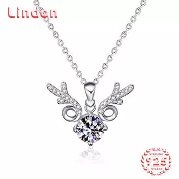 Lindon S925 из стерлингового серебра с муассанитом, роскошное индивидуальное ожерелье с подвеской, женское классическое ожерелье Tide Sugar, полное дикой цепочки на ключицы 1CT серебряный