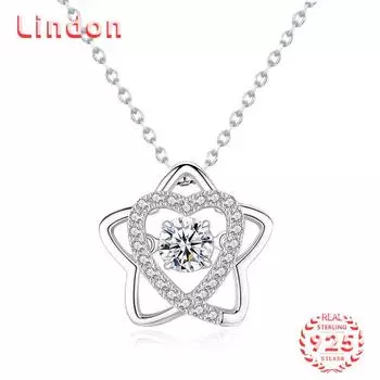 Lindon S925 из стерлингового серебра с муассанитом, роскошное индивидуальное ожерелье с подвеской, женское классическое ожерелье Tide Sugar, полное дикой цепочки на ключицы 0.5CT серебряный