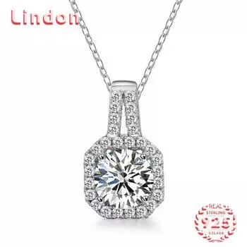 Lindon S925 из стерлингового серебра с муассанитом, роскошное индивидуальное ожерелье с подвеской, женское классическое ожерелье Tide Sugar, полное дикой цепочки на ключицы 1CT серебряный