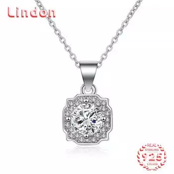 Lindon S925 из стерлингового серебра с муассанитом, роскошное индивидуальное ожерелье с подвеской, женское классическое ожерелье Tide Sugar, полное дикой цепочки на ключицы 1CT серебряный
