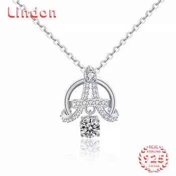 Lindon S925 из стерлингового серебра с муассанитом, роскошное индивидуальное ожерелье с подвеской, женское классическое ожерелье Tide Sugar, полное дикой цепочки на ключицы 0.5CT серебряный