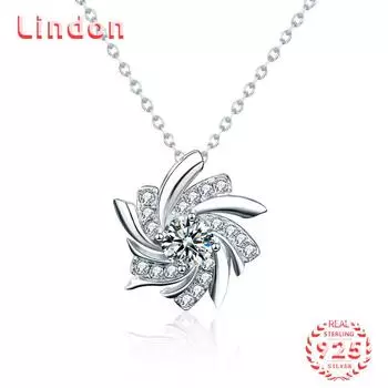 Lindon S925 из стерлингового серебра с муассанитом, роскошное индивидуальное ожерелье с подвеской, женское классическое ожерелье Tide Sugar, полное дикой цепочки на ключицы 0.5CT серебряный