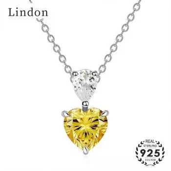 Lindon Стерлингового Серебра 925 Циркон Элегантное Женское Ожерелье Ювелирные Изделия Подвеска В Форме Сердца для Свадебного Банкета Вечерние