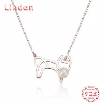 Линдон Стерлингового Серебра 925 Классический Синтетический Жемчуг Женское Ожерелье Подвеска Модный Подарок розового золота