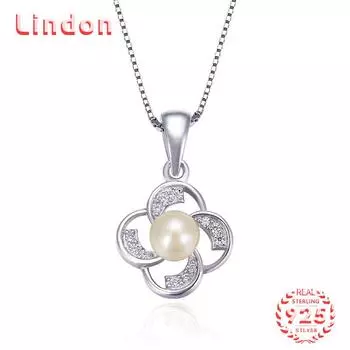 Линдон Стерлингового Серебра 925 Классический Синтетический Жемчуг Женское Ожерелье Подвеска Модный Подарок серебряный