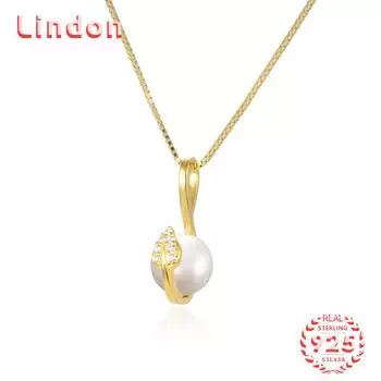 Линдон Стерлингового Серебра 925 Классическое Женское Ожерелье Кулон Циркон Модный Подарок золотой