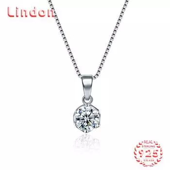 Линдон Стерлингового Серебра 925 Классическое Женское Ожерелье Кулон Циркон Модный Подарок серебряный