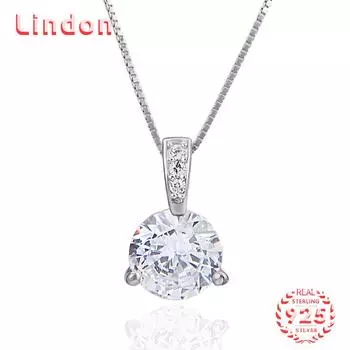Линдон Стерлингового Серебра 925 Классическое Женское Ожерелье Кулон Циркон Модный Подарок серебряный