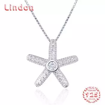 Линдон Стерлингового Серебра 925 Классическое Женское Ожерелье Кулон Циркон Модный Подарок серебряный
