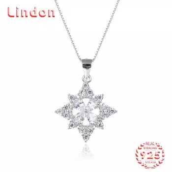 Линдон Стерлингового Серебра 925 Классическое Женское Ожерелье Кулон Циркон Модный Подарок серебряный