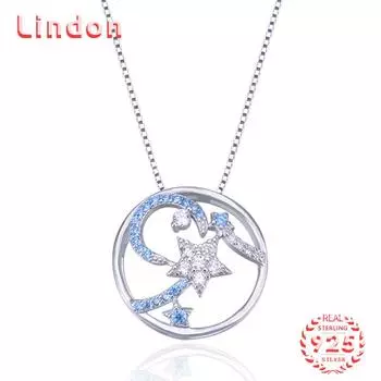 Линдон Стерлингового Серебра 925 Классическое Женское Ожерелье Кулон Циркон Модный Подарок серебряный