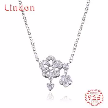 Линдон Стерлингового Серебра 925 Классическое Женское Ожерелье Кулон Циркон Модный Подарок серебряный