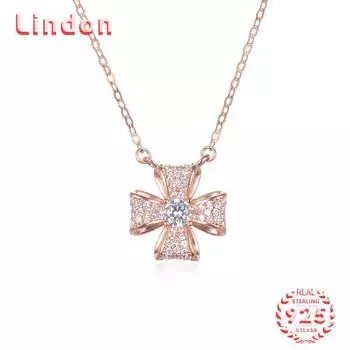 Линдон Стерлингового Серебра 925 Классическое Женское Ожерелье Кулон Циркон Модный Подарок розового золота