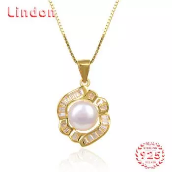 Линдон Стерлингового Серебра 925 Классическое Женское Ожерелье Кулон Циркон Модный Подарок золотой