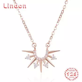 Линдон Стерлингового Серебра 925 Классическое Женское Ожерелье Кулон Циркон Модный Подарок розового золота