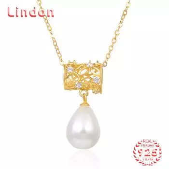 Линдон Стерлингового Серебра 925 Классическое Женское Ожерелье Кулон Циркон Модный Подарок золотой