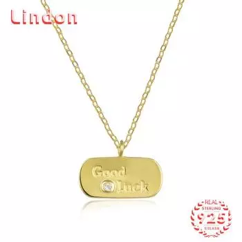 Линдон Стерлингового Серебра 925 Классическое Женское Ожерелье Кулон Циркон Модный Подарок золотой