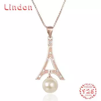 Линдон Стерлингового Серебра 925 Классическое Женское Ожерелье Кулон Циркон Модный Подарок розового золота