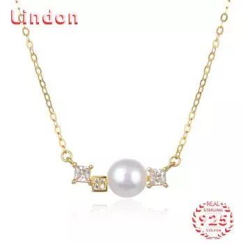 Линдон Стерлингового Серебра 925 Классическое Женское Ожерелье Кулон Циркон Модный Подарок золотой