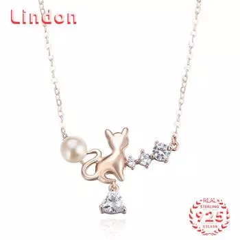 Линдон Стерлингового Серебра 925 Классическое Женское Ожерелье Кулон Циркон Модный Подарок розового золота