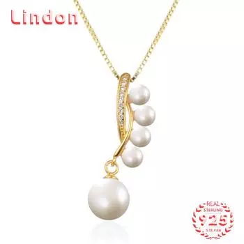 Линдон Стерлингового Серебра 925 Классическое Женское Ожерелье Кулон Циркон Модный Подарок золотой