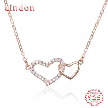 Линдон Стерлингового Серебра 925 Классическое Женское Ожерелье Кулон Циркон Модный Подарок розового золота
