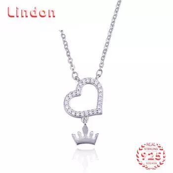 Линдон Стерлингового Серебра 925 Классическое Женское Ожерелье Кулон Циркон Модный Подарок серебряный