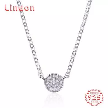Линдон Стерлингового Серебра 925 Классическое Женское Ожерелье Кулон Циркон Модный Подарок серебряный