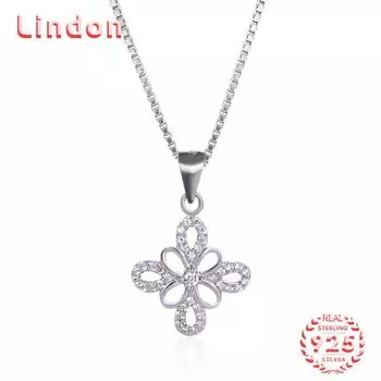Линдон Стерлингового Серебра 925 Классическое Женское Ожерелье Кулон Циркон Модный Подарок серебряный
