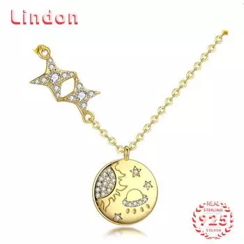 Линдон Стерлингового Серебра 925 Классическое Женское Ожерелье Кулон Циркон Модный Подарок золотой