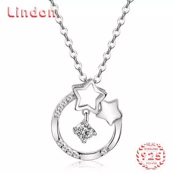 Линдон Стерлингового Серебра 925 Классическое Женское Ожерелье Кулон Циркон Модный Подарок серебряный