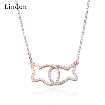 Линдон Стерлингового Серебра 925 Классическое Женское Ожерелье Кулон Циркон Модный Подарок розового золота