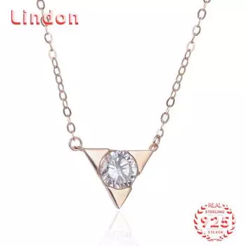 Линдон Стерлингового Серебра 925 Классическое Женское Ожерелье Кулон Циркон Модный Подарок розового золота