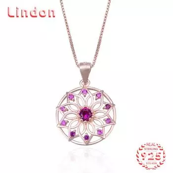 Линдон Стерлингового Серебра 925 Классическое Женское Ожерелье Кулон Циркон Модный Подарок розового золота